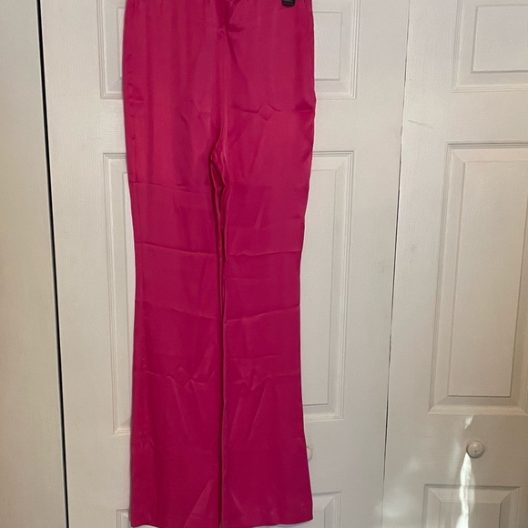 X Sanya Zipper Fly PU Flare Leg Dress Pants